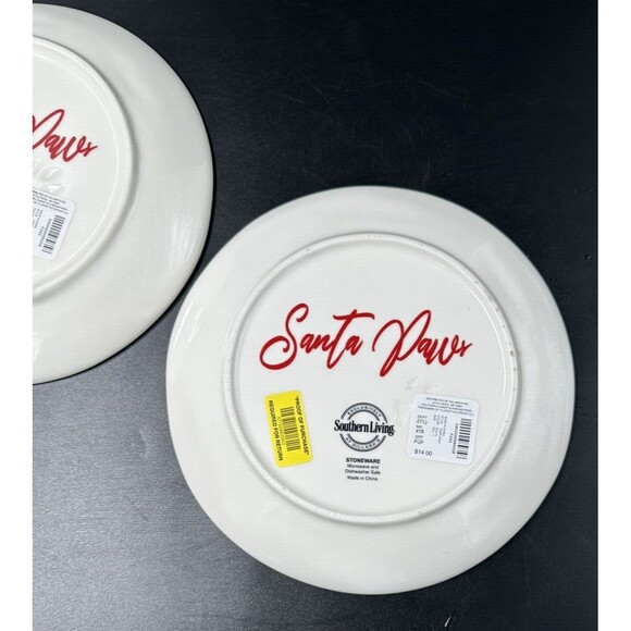 Southern Living Christmas Santa Paws Golden Retriever Stoneware Salad Plates 2 - Picture 5 of 8
